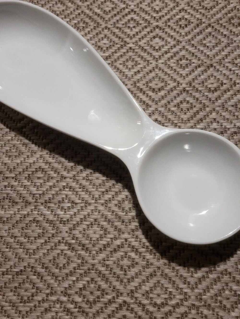 Vintage Crate & Barrel White Porcelain Double Spoon Rest / Utensil Holder
